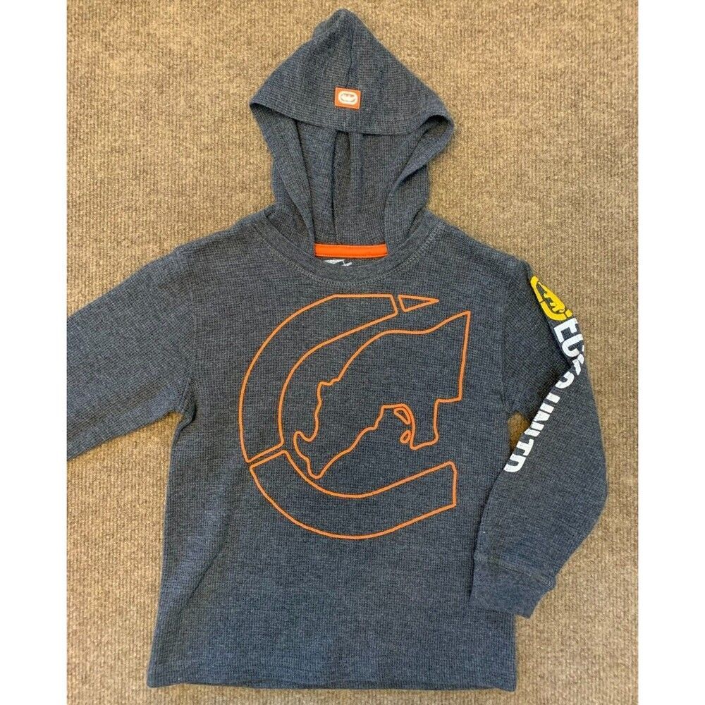 Ecko Unltd Waffle Knit Shirt Boys 5 Thermal Hooded Long Sleeve Y2K Pullover
